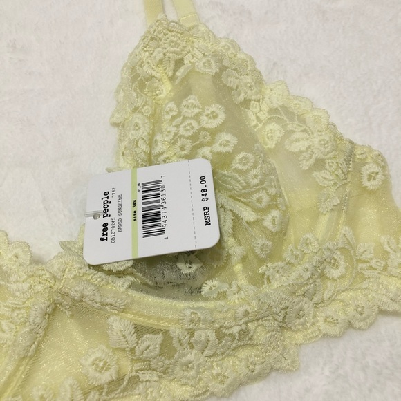 NWT Free People Yellow Lace Veronica Underwire Bra - Picture 3 of 8